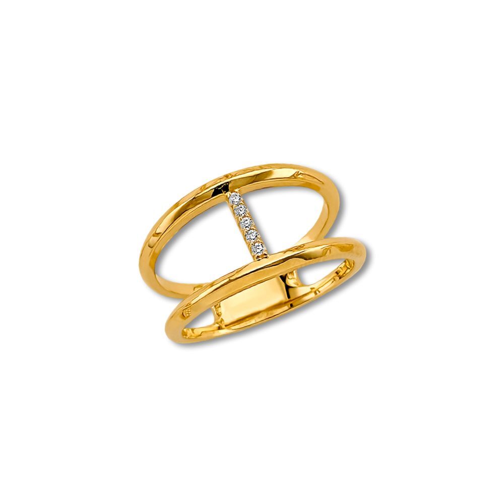14K Gold Fancy CZ Ring Solid Yellow Gold Cubic Zirconia Jewelry